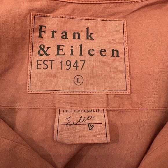 Frank & Eileen Relaxed Cotton Button Up Shirt Size Large Orange - Picture 10 of 11